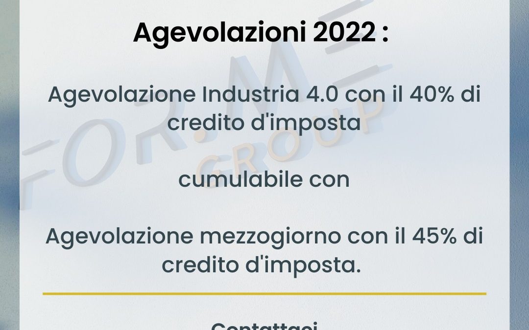 Bonus industria 4.0 – Agevolazioni per il 2022