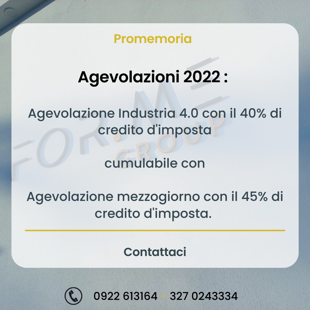 Bonus industria 4.0 – Agevolazioni per il 2022